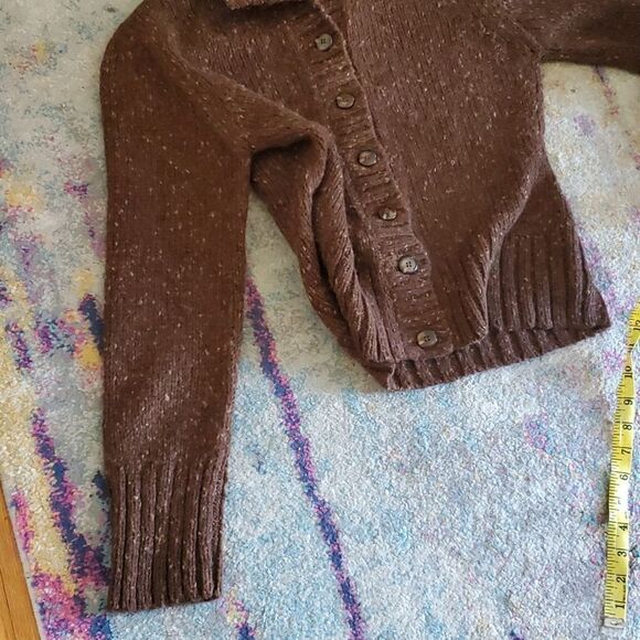 Peruvian Connection Alpaca Wool Blend Button Down Mock Neck Sweater in Brown - Picture 12 of 14